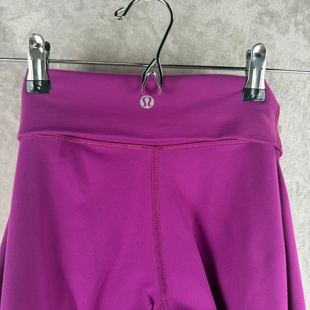 Lululemon High Rise Full Length fold over Leggings Magenta Purple Women Sze 2-4